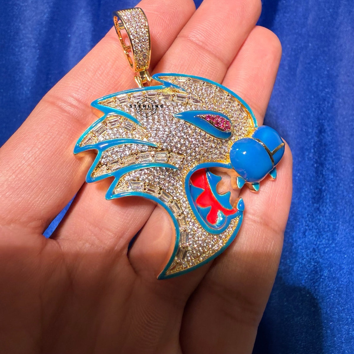 Dragon Cat Iced Enamel 14k Gold Plated Pendant