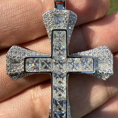 Princess Cut Iced Out Moissanite Cross Pendant