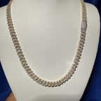 8mm Gold Two-Tone Moissanite Cuban Chain - 925 Sterling Silver
