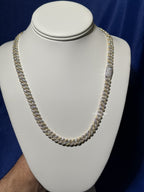 8mm Gold Two-Tone Moissanite Cuban Chain - 925 Sterling Silver