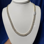 8mm Gold Two-Tone Moissanite Cuban Chain - 925 Sterling Silver