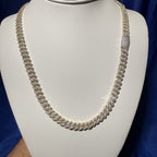 8mm Gold Two-Tone Moissanite Cuban Chain - 925 Sterling Silver