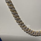 8mm Gold Two-Tone Moissanite Cuban Chain - 925 Sterling Silver