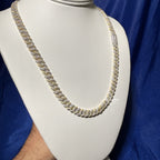 8mm Gold Two-Tone Moissanite Cuban Chain - 925 Sterling Silver