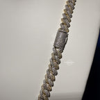 8mm Gold Two-Tone Moissanite Cuban Chain - 925 Sterling Silver