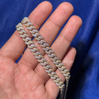 8mm Gold Two-Tone Moissanite Cuban Chain - 925 Sterling Silver