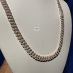 8mm Rose Two-Tone Moissanite Cuban Chain - 925 Sterling Silver