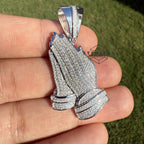 Prayer Hands Iced Out Moissanite Pendant