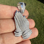 Prayer Hands Iced Out Moissanite Pendant