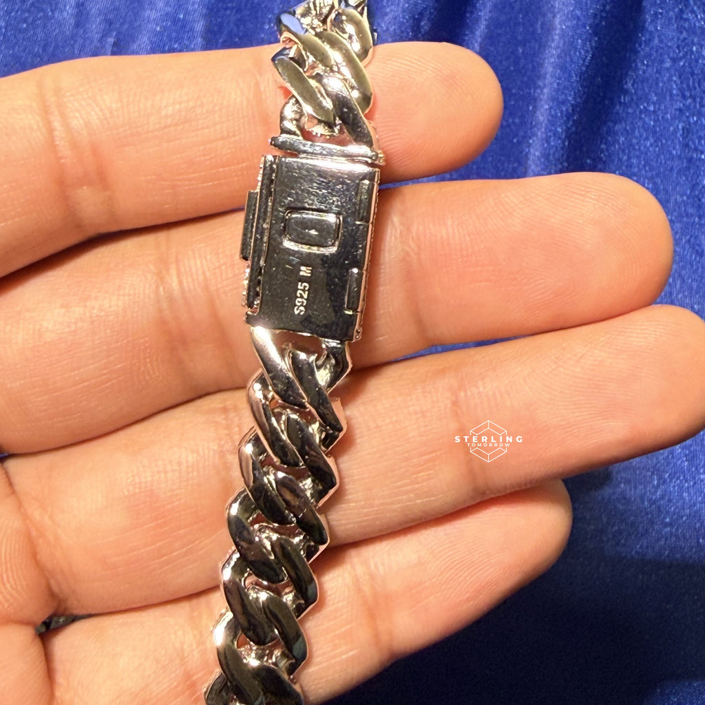8mm Gold Two-Tone Moissanite Cuban Chain - 925 Sterling Silver