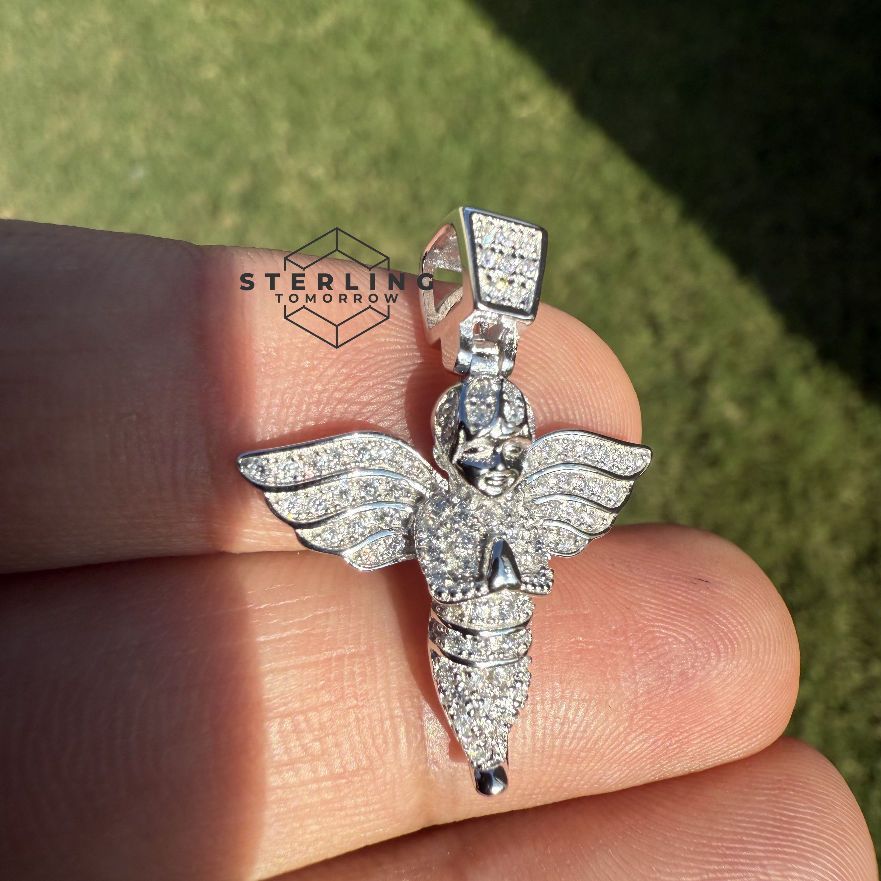 Moissanite 1.25" Angel Pendant