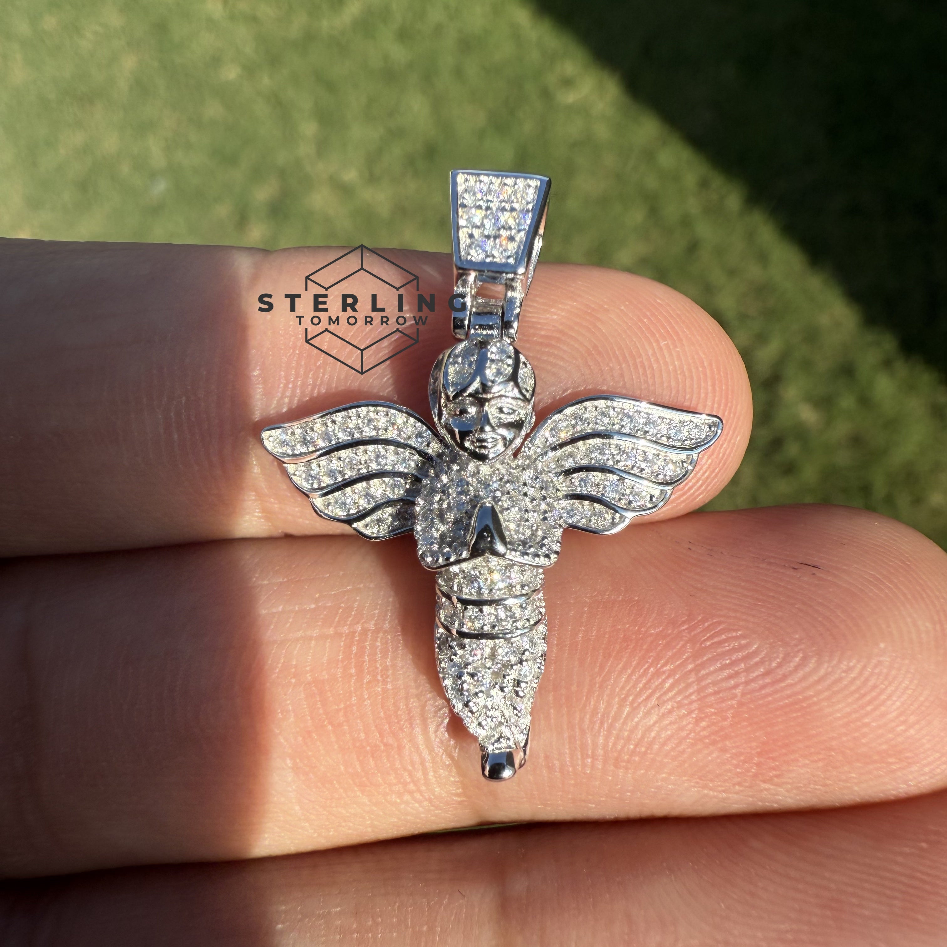 Moissanite 1.25" Angel Pendant