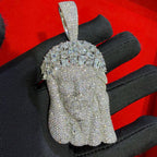 14k White Gold Plated MultiCut Large Jesus Pendant