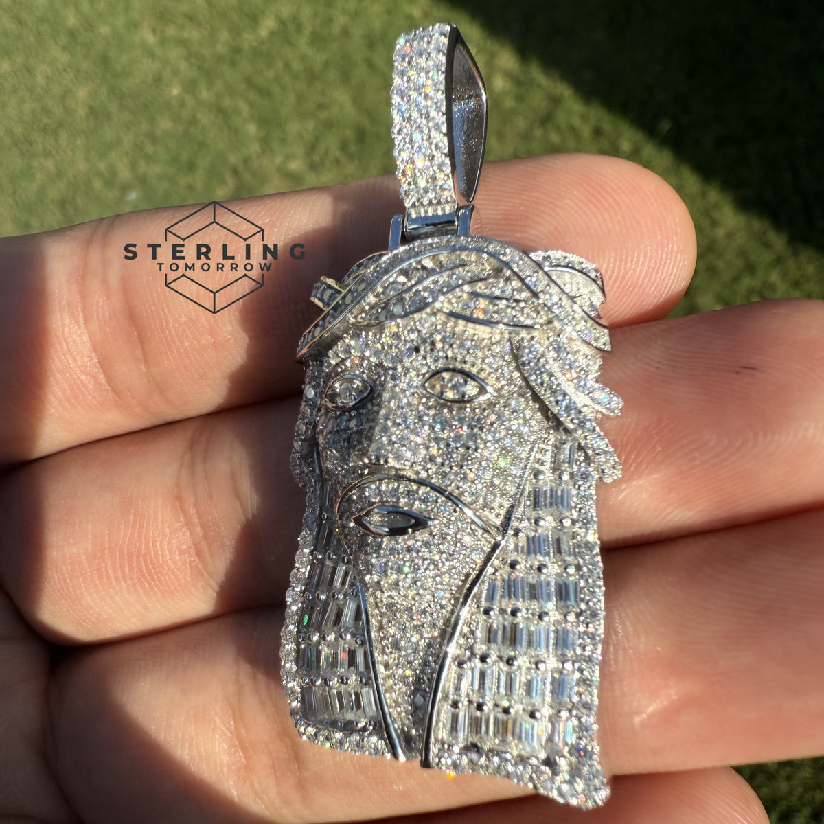 Jesus Baguette Moissanite Pendant