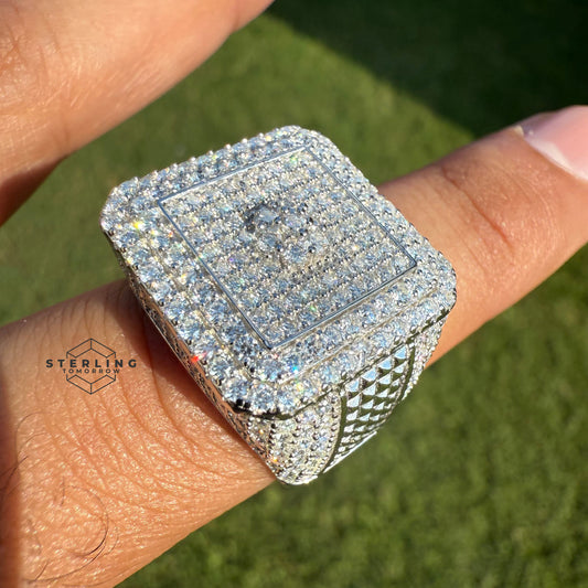 Moissanite Square Iced Out Ring