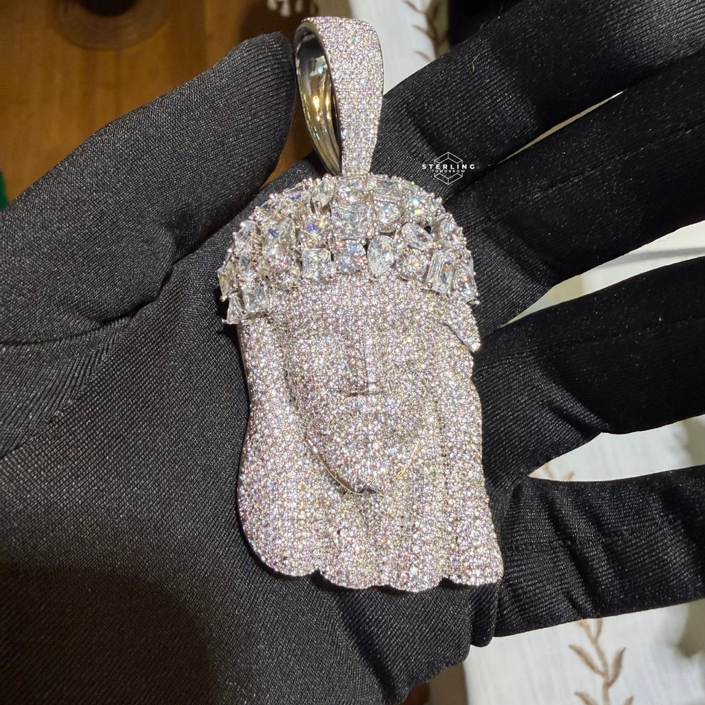 14k White Gold Plated MultiCut Large Jesus Pendant