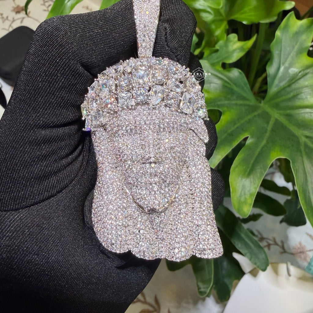 14k White Gold Plated MultiCut Large Jesus Pendant