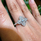 Moissanite Ladies Four Leaf Ring