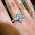 Moissanite Ladies Four Leaf Ring