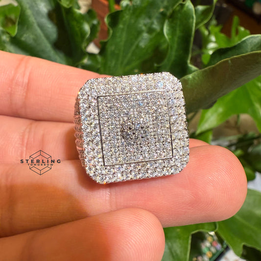 Moissanite Square Iced Out Ring