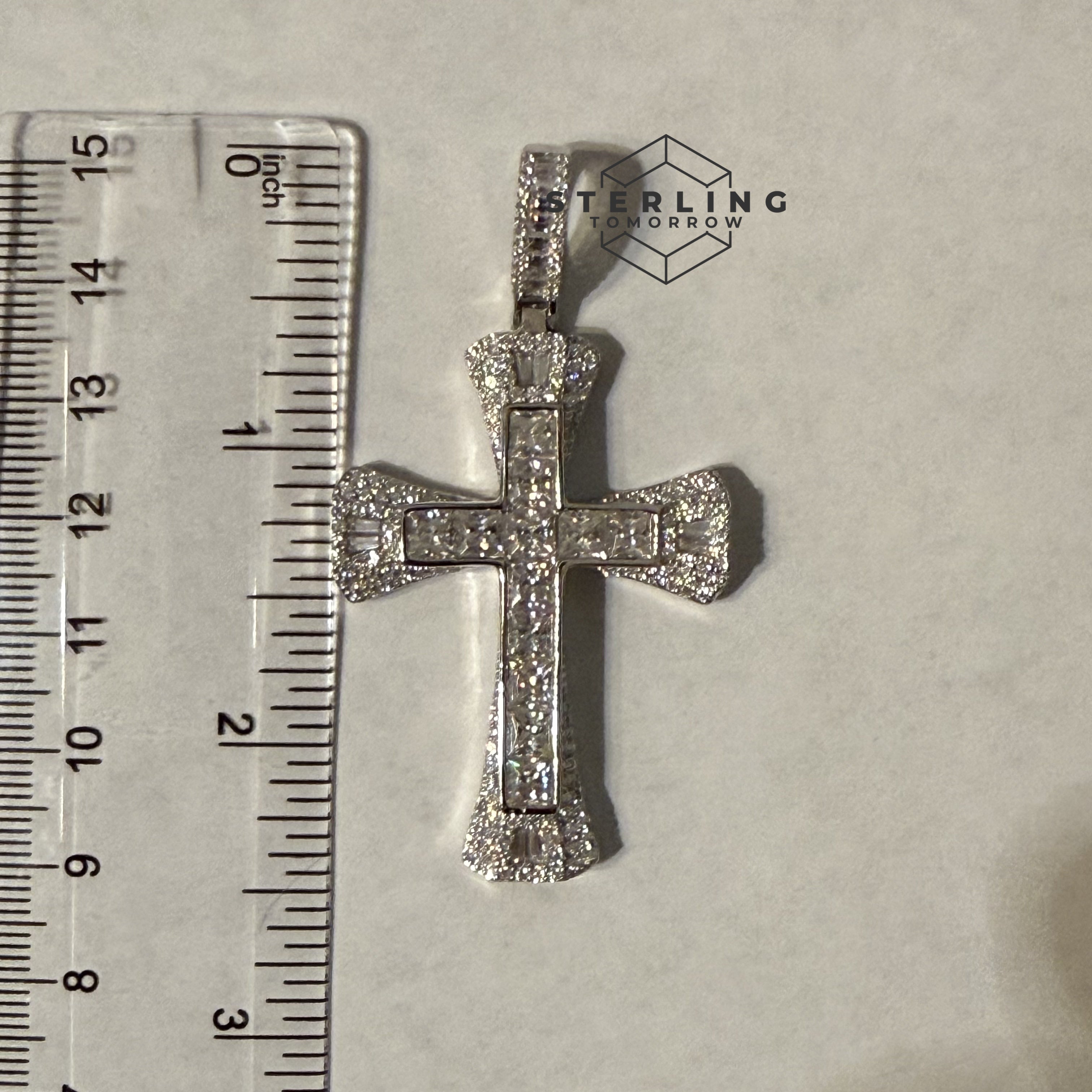 Princess Cut Iced Out Moissanite Cross Pendant
