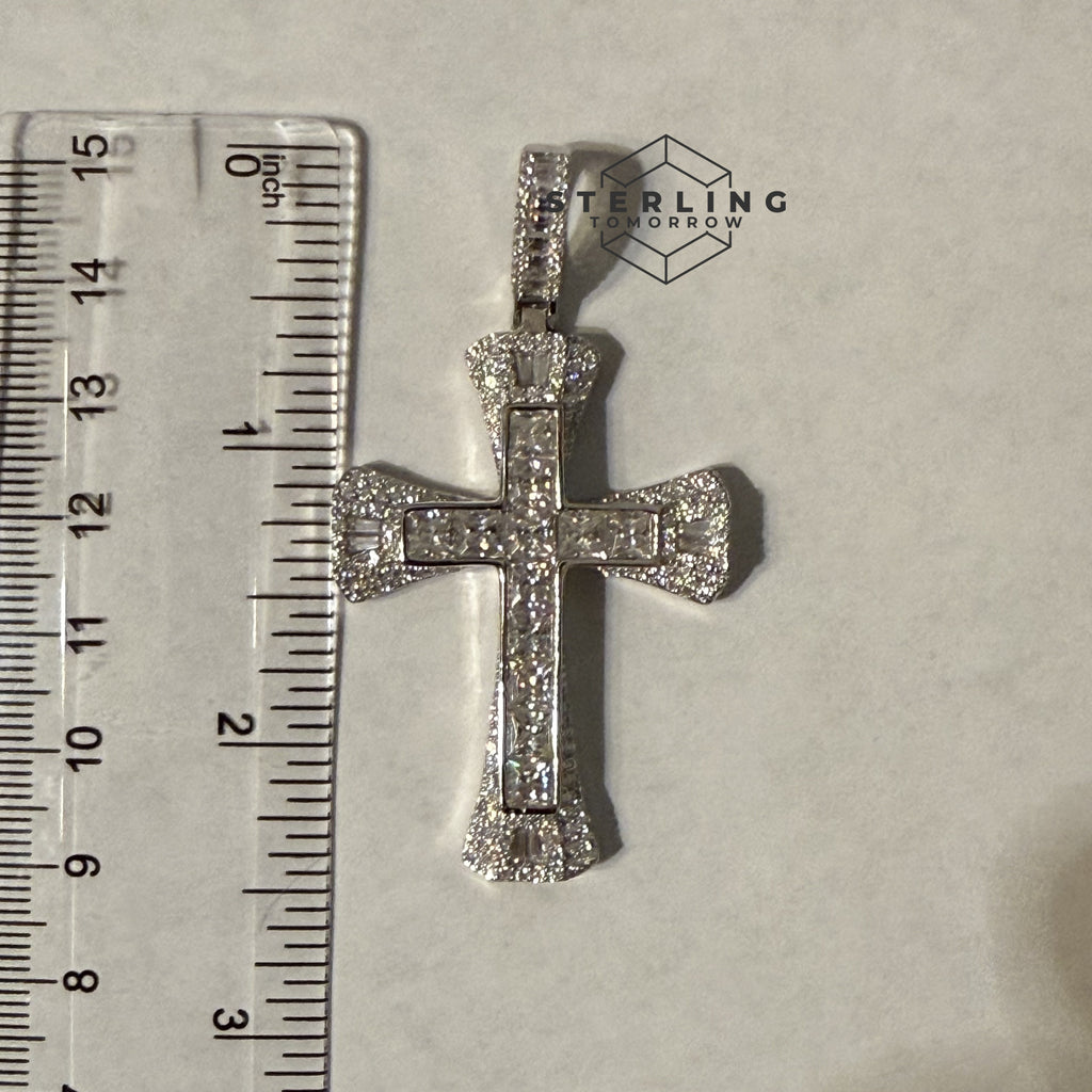 Moissanite MultiCut Cross Pendant + Rope Chain