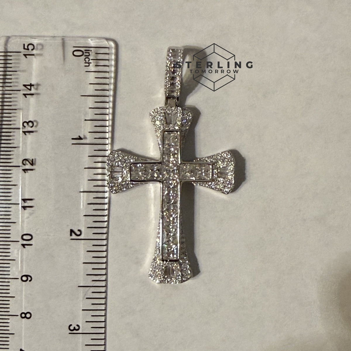 Moissanite MultiCut Cross Pendant + Rope Chain