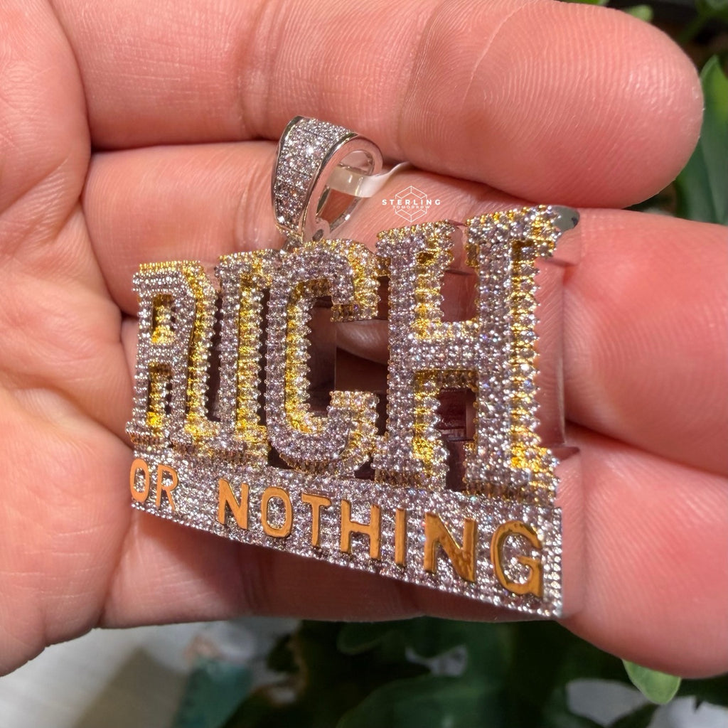 Rich or Nothing Iced Hip Hop Pendant