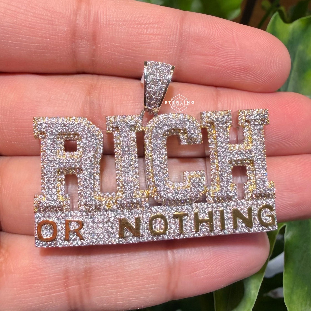 Rich or Nothing Iced Hip Hop Pendant