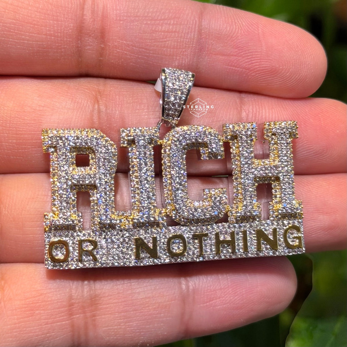 Rich or Nothing Iced Hip Hop Pendant