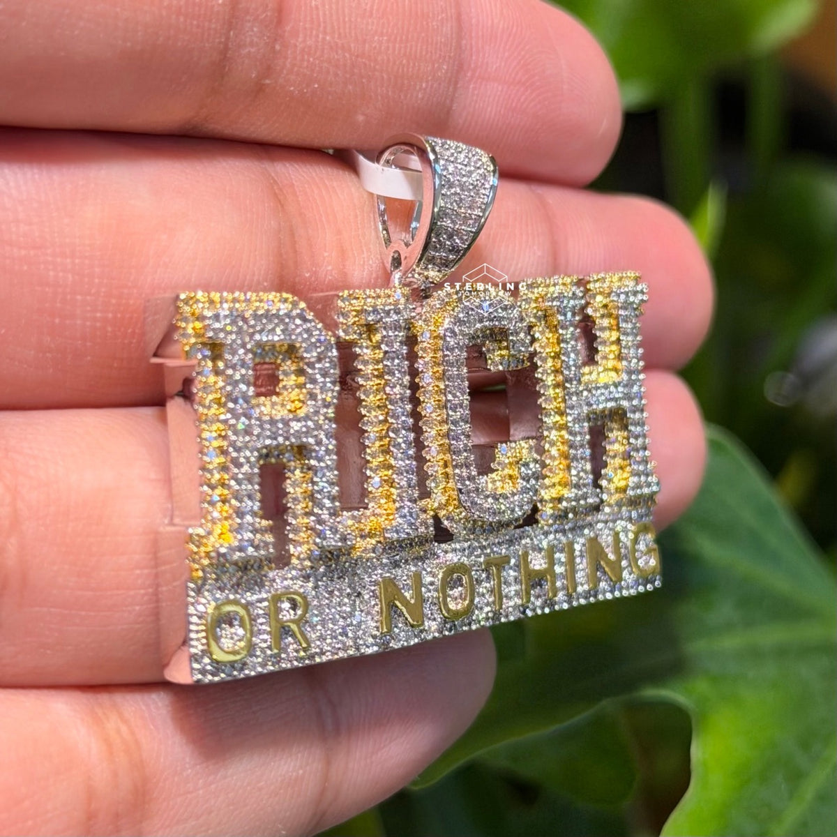 Rich or Nothing Iced Hip Hop Pendant