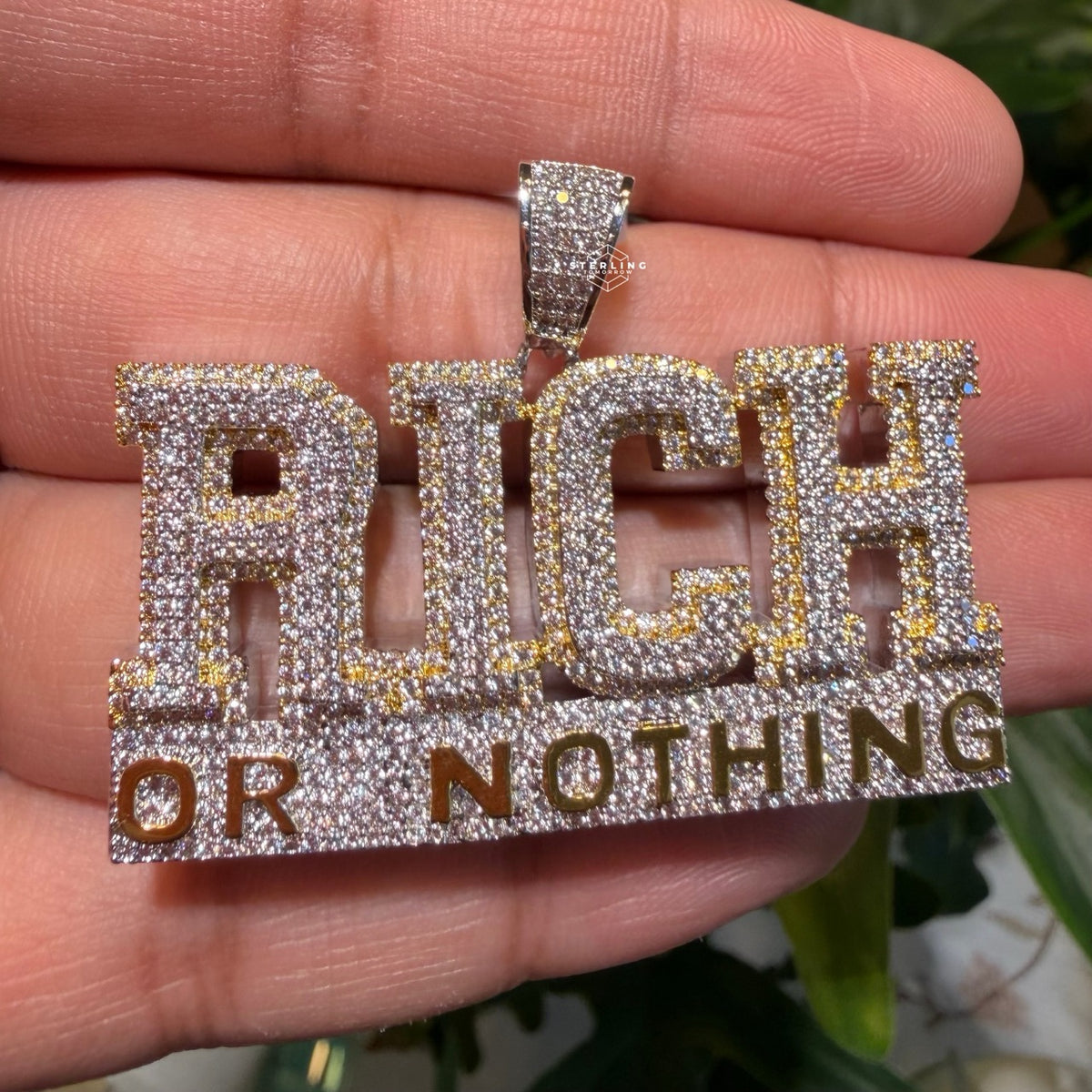 Rich or Nothing Iced Hip Hop Pendant