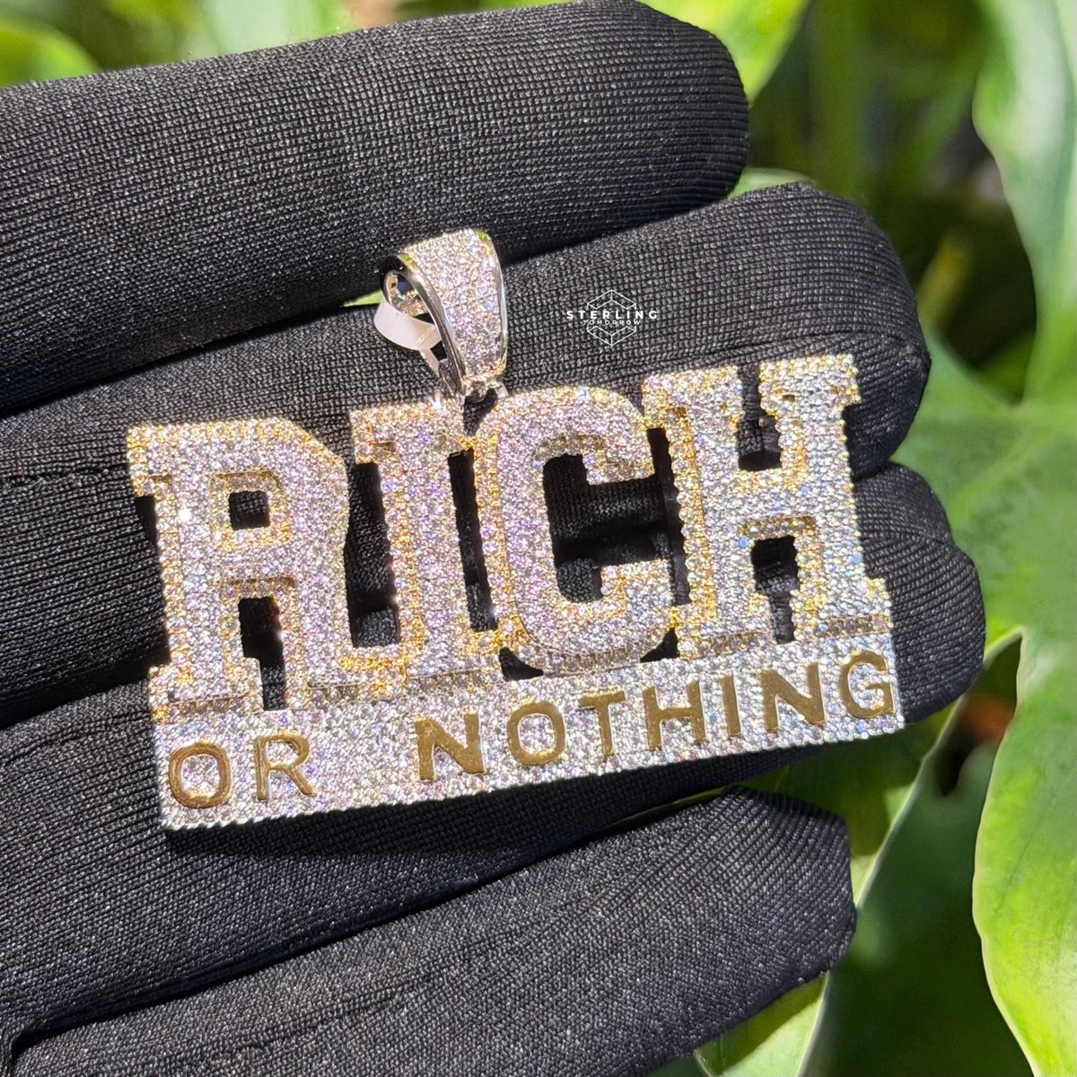 Rich or Nothing Iced Hip Hop Pendant