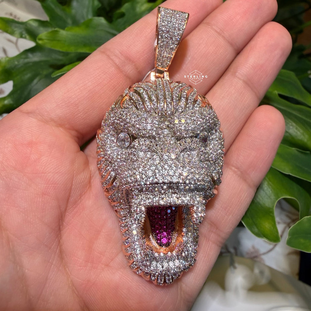 Gorilla 14k Rose Gold Finish Iced Out Pendant