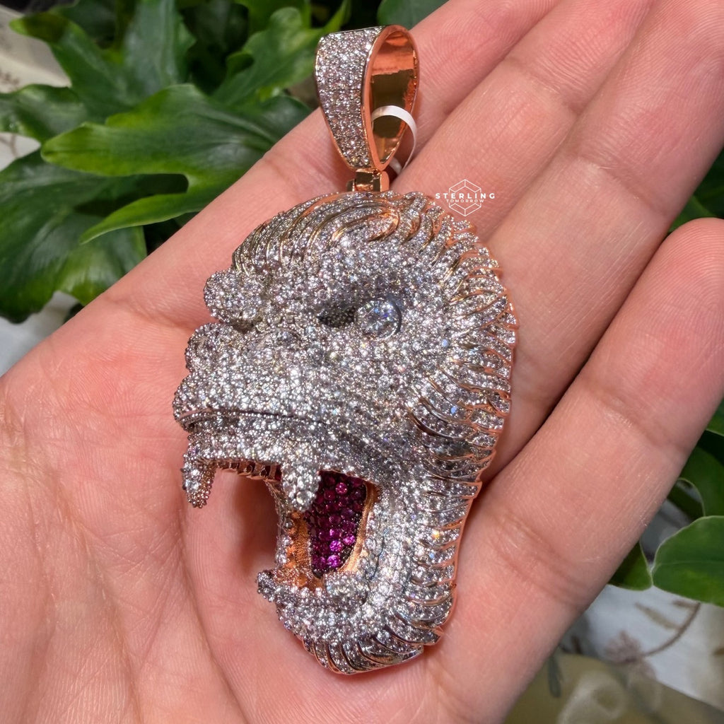 Gorilla 14k Rose Gold Finish Iced Out Pendant