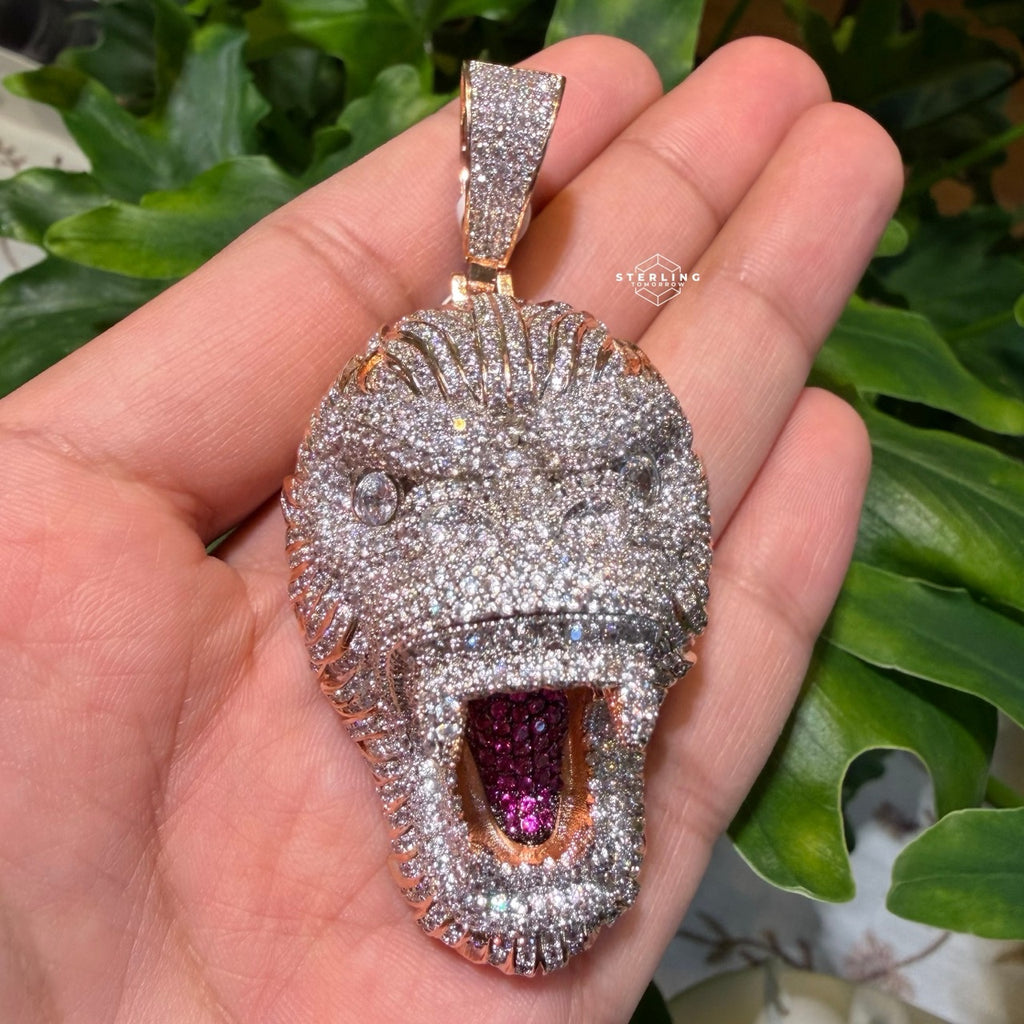 Gorilla 14k Rose Gold Finish Iced Out Pendant