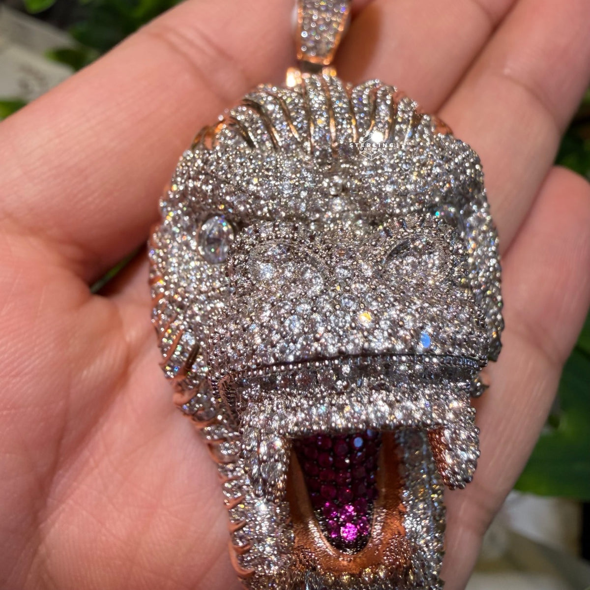 Gorilla 14k Rose Gold Finish Iced Out Pendant