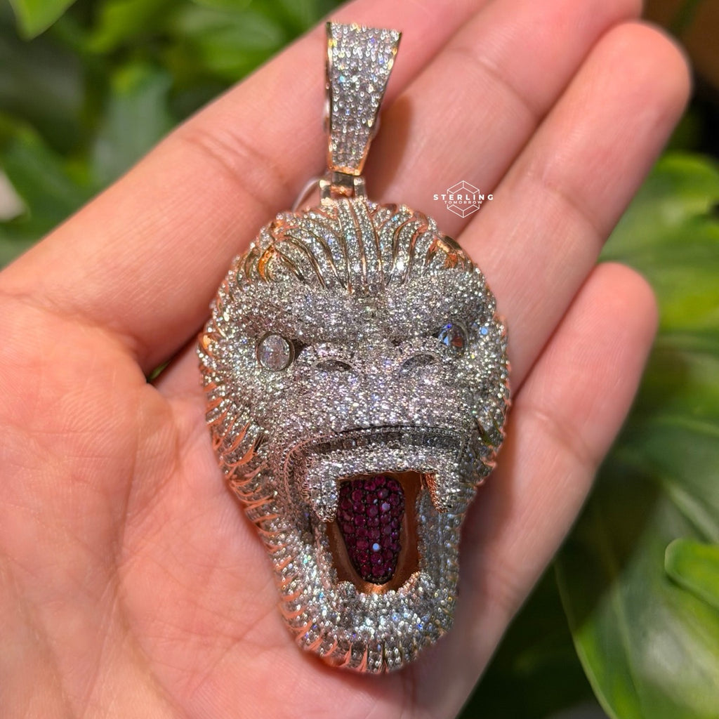 Gorilla 14k Rose Gold Finish Iced Out Pendant
