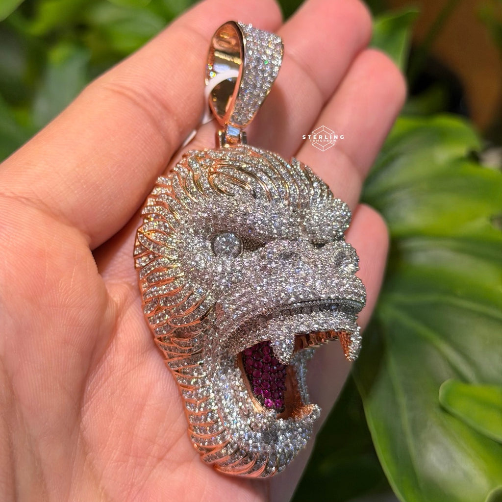 Gorilla 14k Rose Gold Finish Iced Out Pendant