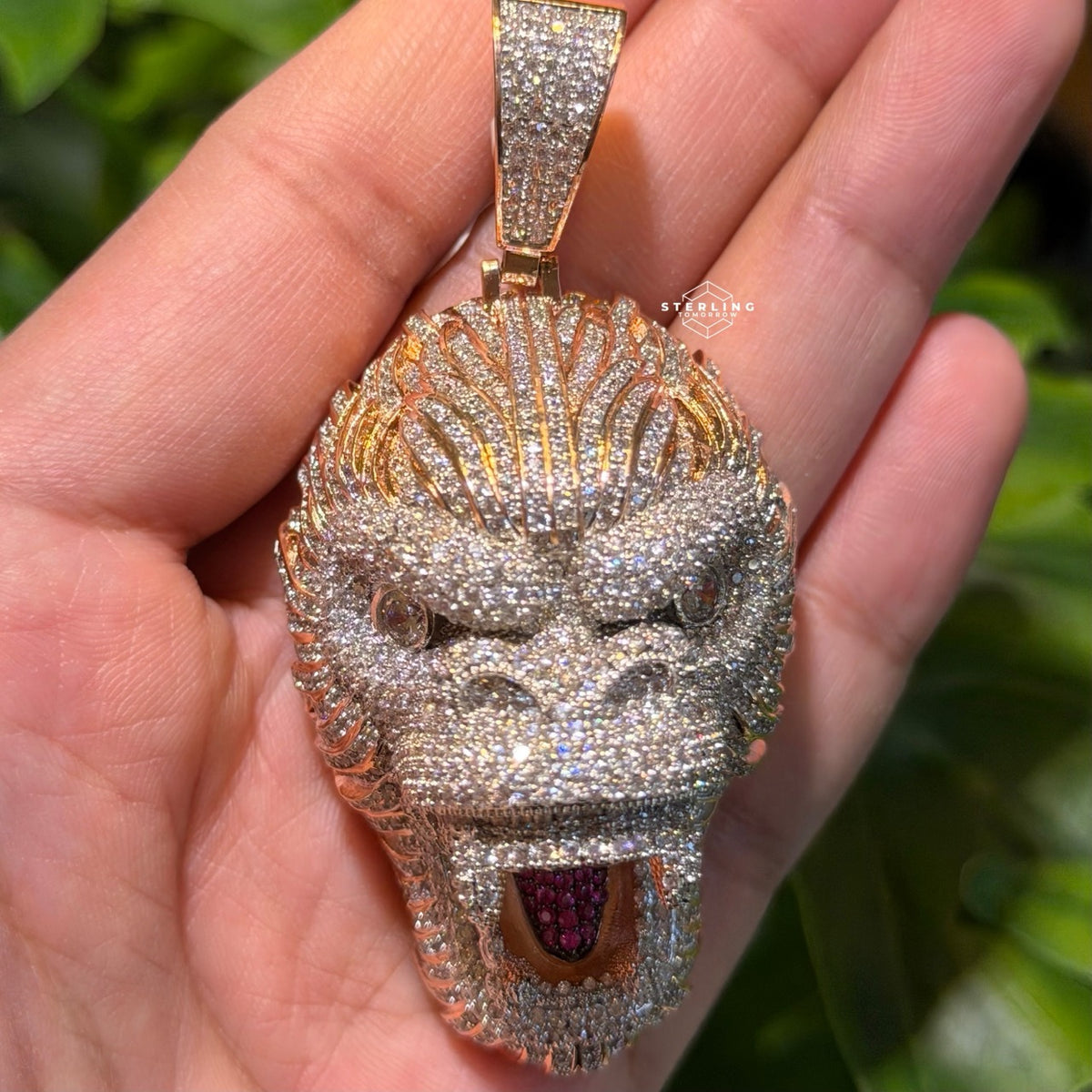Gorilla 14k Rose Gold Finish Iced Out Pendant