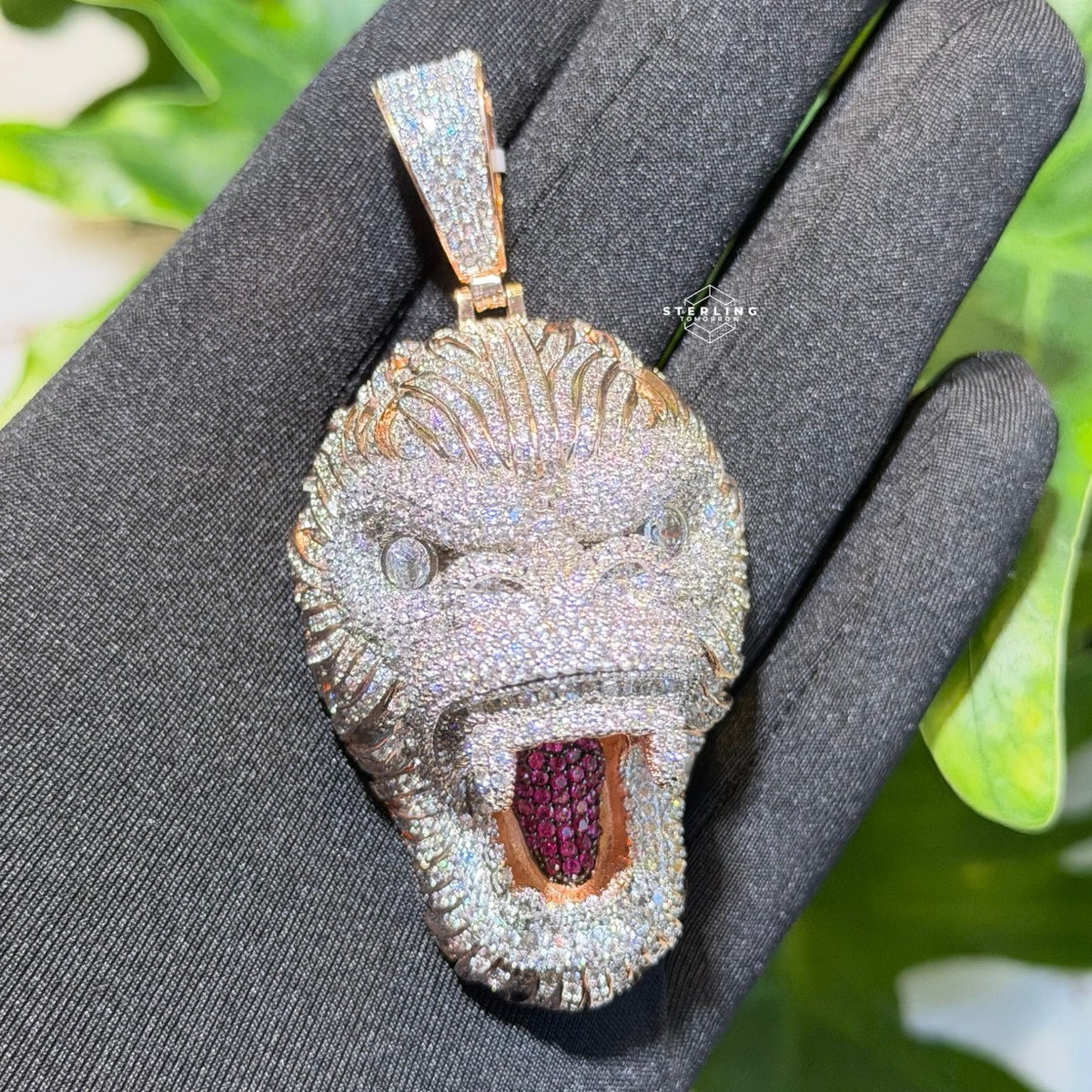 Gorilla 14k Rose Gold Finish Iced Out Pendant