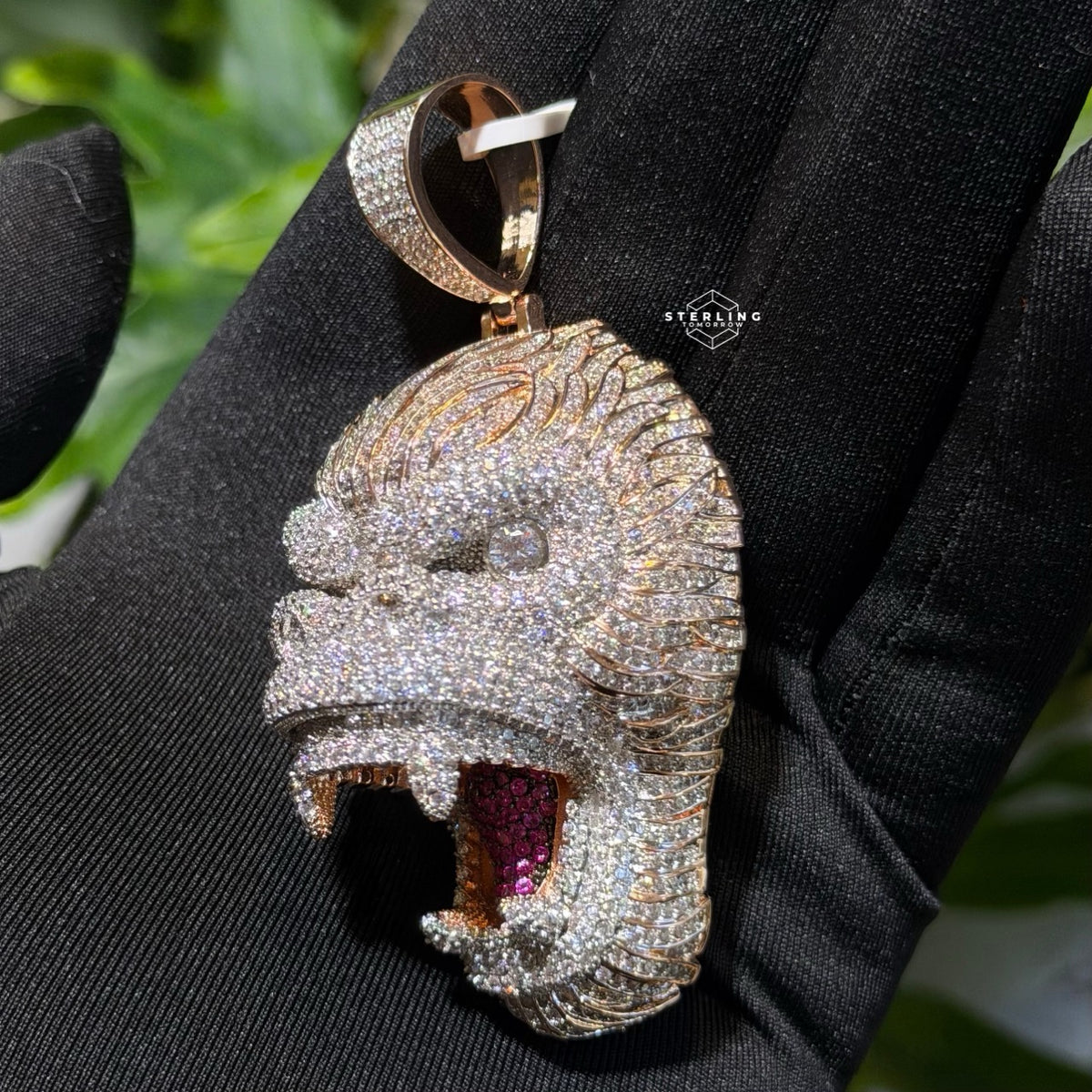 Gorilla 14k Rose Gold Finish Iced Out Pendant