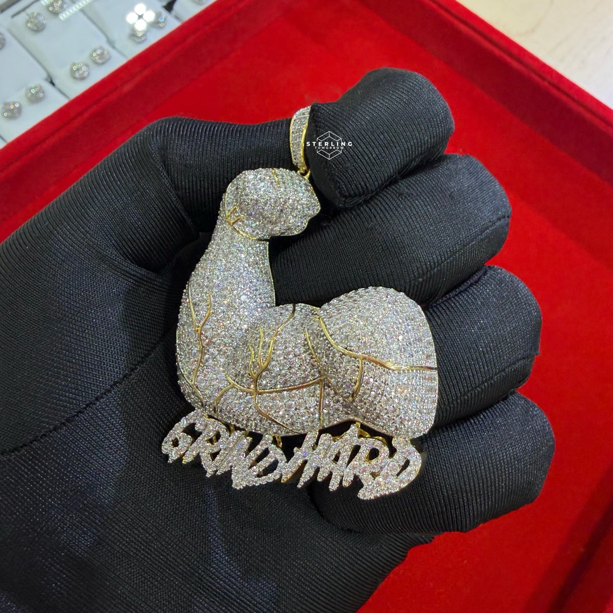 Grind Hard 14k Gold Plated Iced Pendant