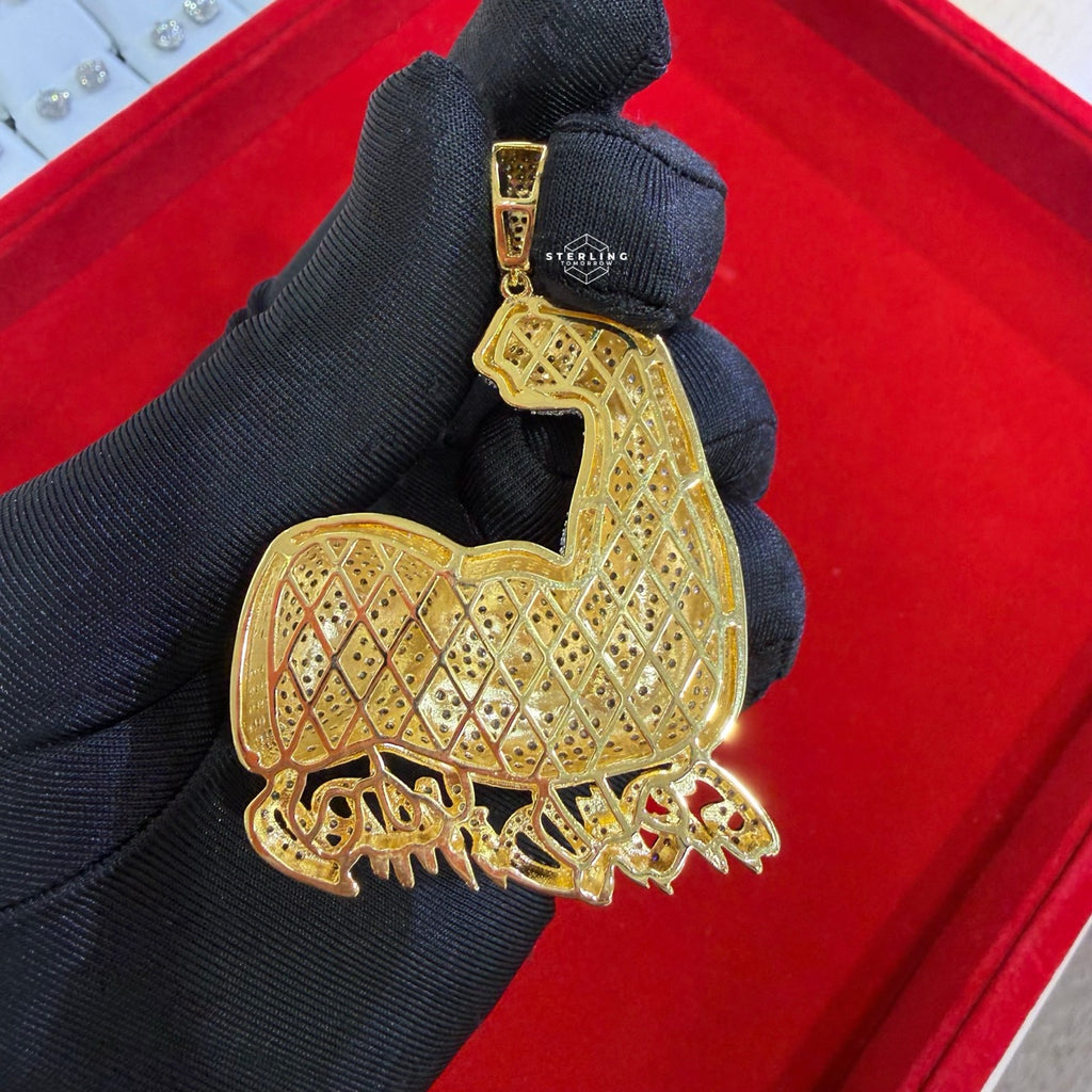 Grind Hard 14k Gold Plated Iced Pendant