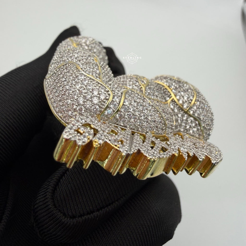 Grind Hard 14k Gold Plated Iced Pendant