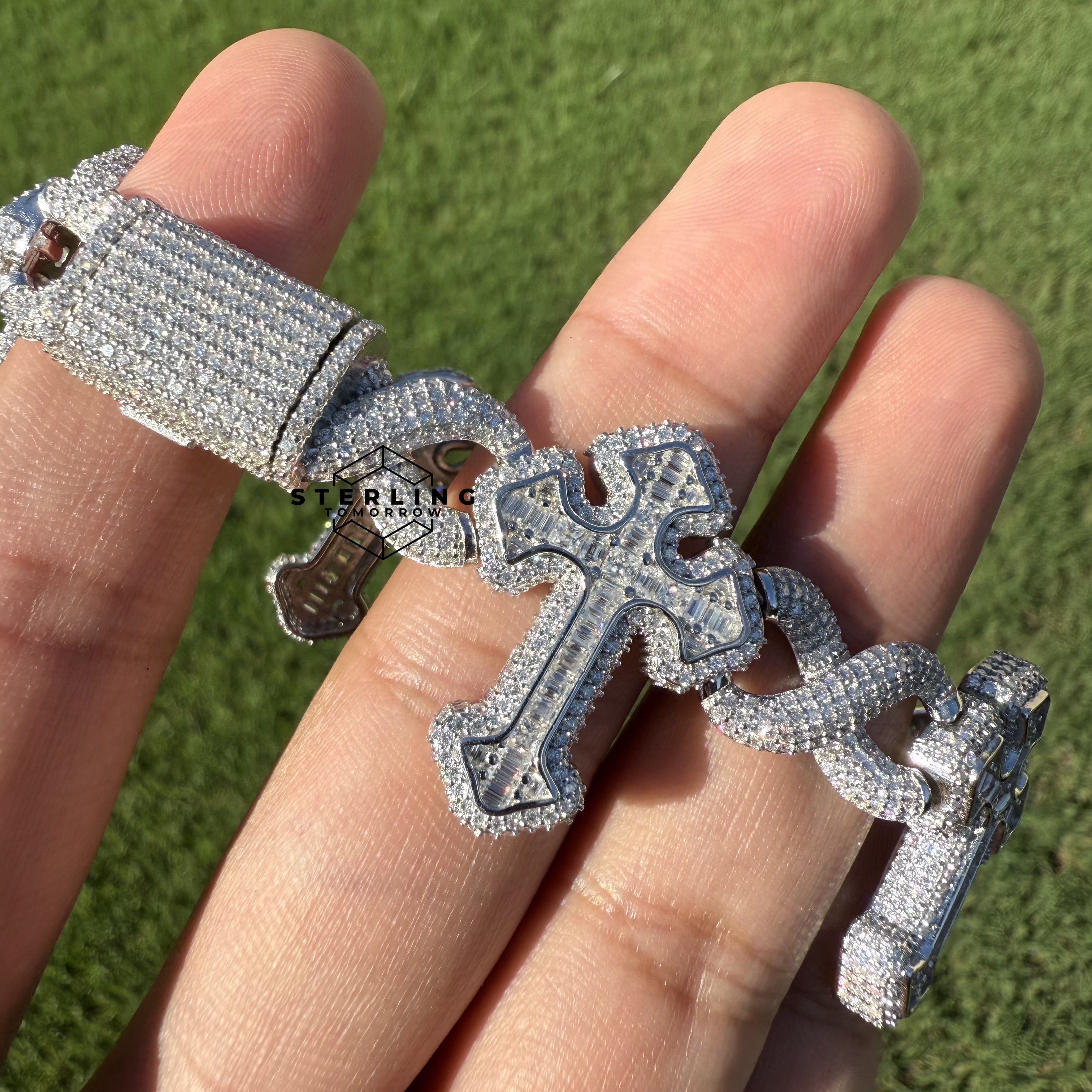 Moissanite Cross Infinity Bracelet 8"