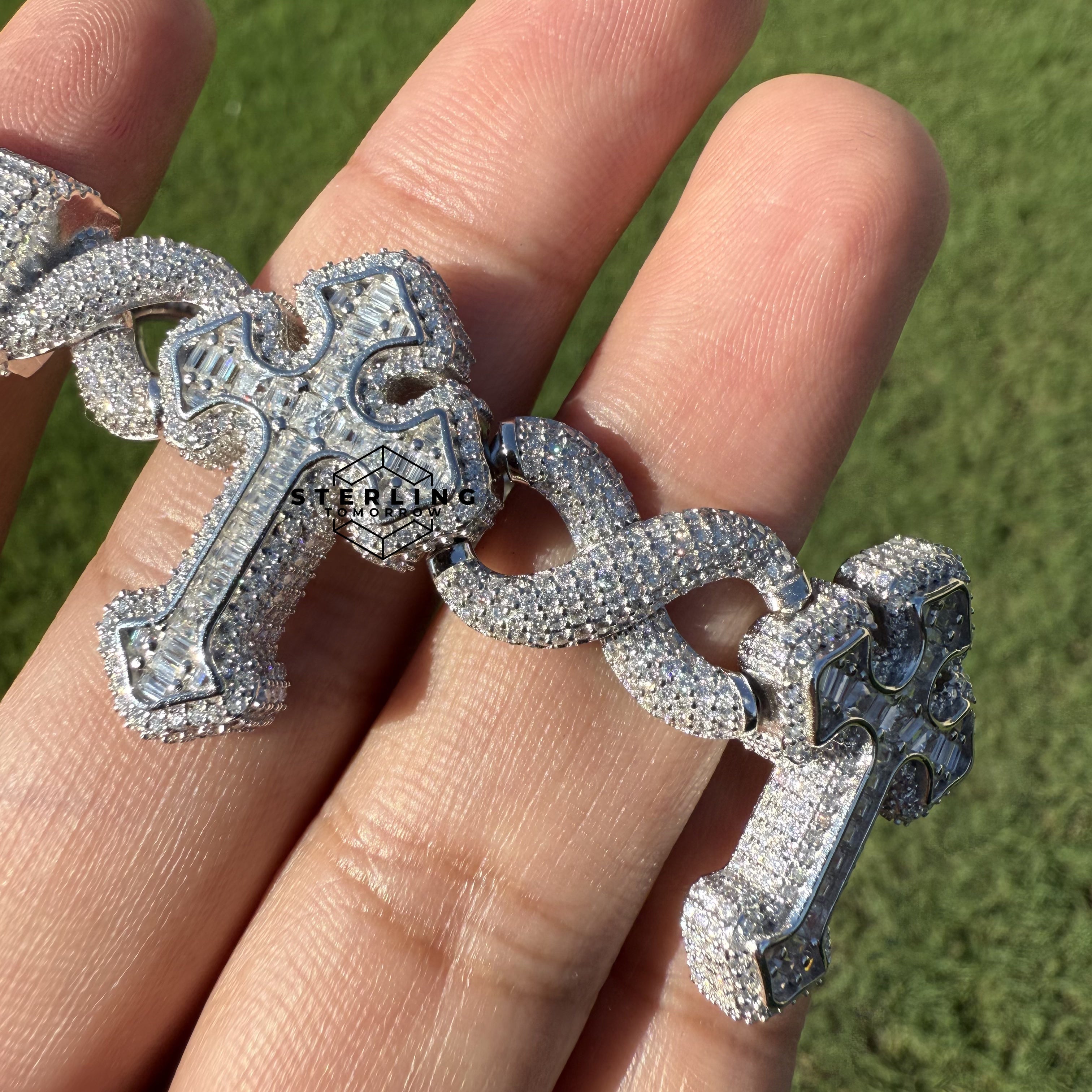 Moissanite Cross Infinity Bracelet 8"
