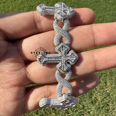 Moissanite Cross Infinity Bracelet 8"