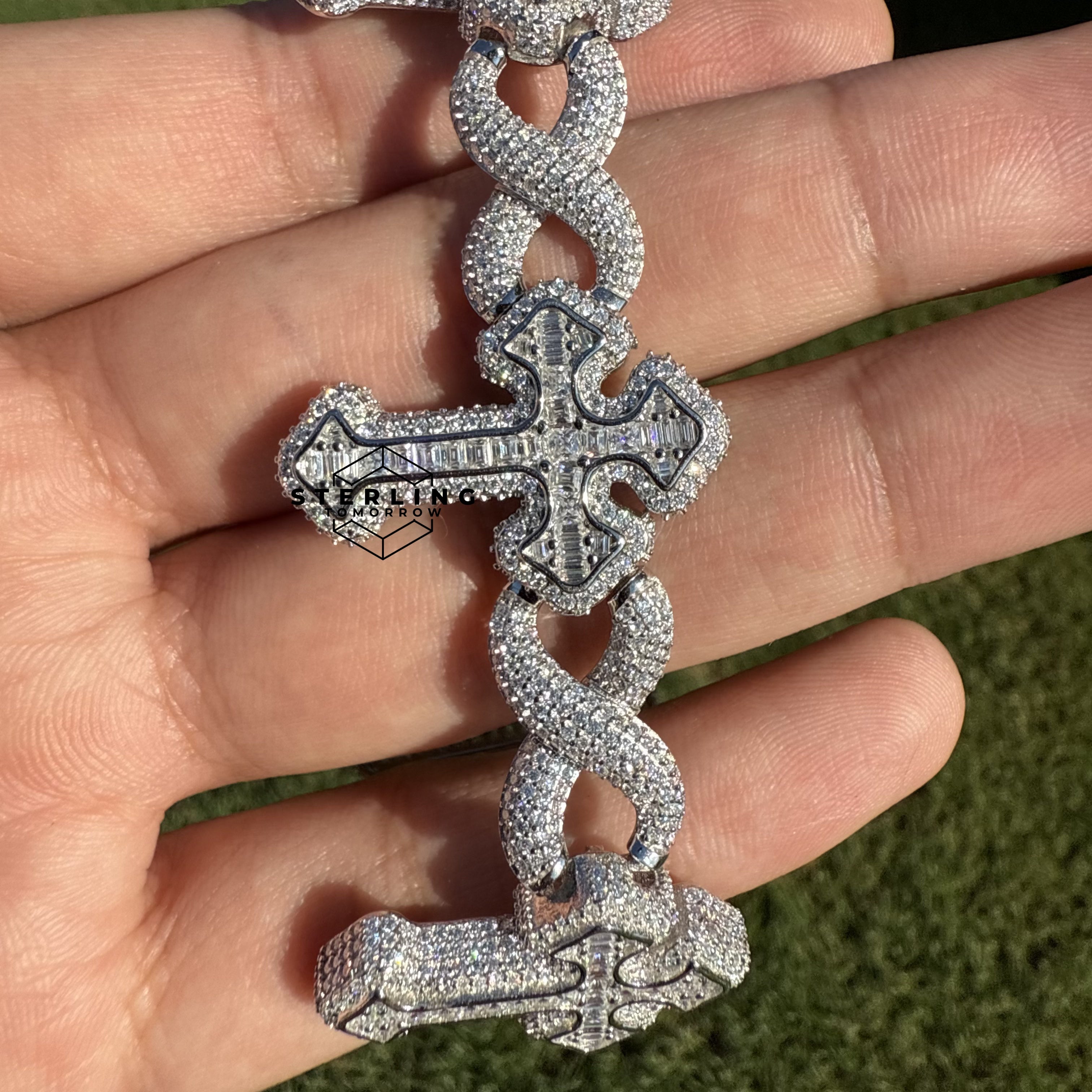 Moissanite Cross Infinity Bracelet 8"