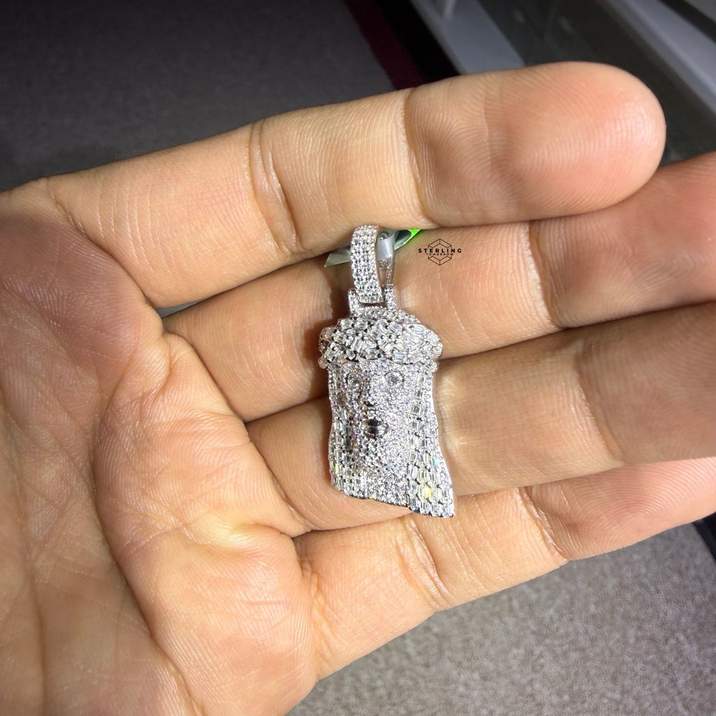 Moissanite Small Baguette Jesus Pendant